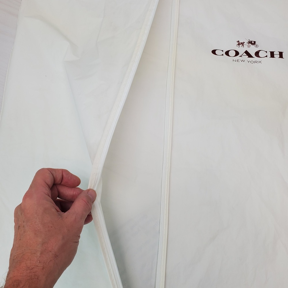 Coach New York Garment Bag Off-White Logo Suit Dress Travel Cover Case Zippered